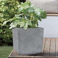 Primrose Square Volcanic Grey Stone Resin Planter Frost Resistant 43cm