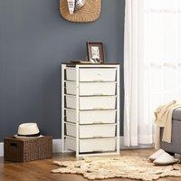 HOMCOM Chest of Drawers 6 Drawer Dresser Storage Cabinet Bedroom Living Room in White