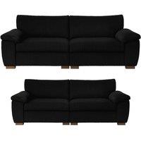SOFASELECTION UK Amalfi 3+2 Seater Split Sofa Soft Fabric in Black | Size: 5 Pack