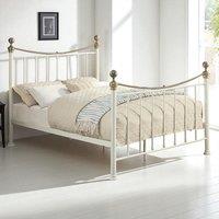 OAT Home Hampstead Traditional Style Metal Bed Frame in White | Size: Double