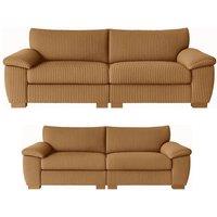 Bliss Furniture Amalfi 3+2 Seater Split Sofa Soft Fabric in Beige in Tan | Size: 5 Pack