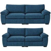 Bliss Furniture Amalfi 3+2 Seater Split Sofa Soft Fabric in Blue | Size: 5 Pack