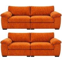 Bliss Furniture Amalfi 3+2 Seater Split Sofa Soft Fabric in Orange | Size: 5 Pack