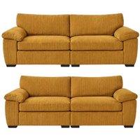 Bliss Furniture Amalfi 3+2 Seater Split Sofa Soft Fabric in Mustard | Size: 5 Pack