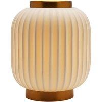 Hestia Small Ribbed Lantern Style Lamp in White
