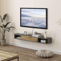 HOMCOM 140 cm Floating TV Unit with Storage Entertainment Media Console Grey in Dark Grey | Size: Large