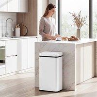 HOMCOM Kitchen Bin with Fast Motion Sensor, 50L Stainless Steel Sensor Bin in White | Size: Large
