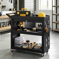 HOMCOM Storage Trolley Wheel Cart with Lockable Wheels Black