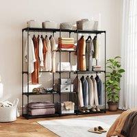 HOMCOM Open Portable Wardrobe, Clothes Rack with 8 Shelves, Black
