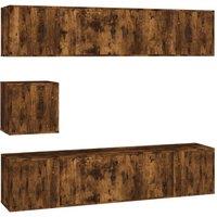 Berkfield Home 7 Piece TV Cabinet Set Smoked Oak Engineered Wood in Brown