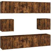 Berkfield Home 8 Piece TV Cabinet Set Smoked Oak Engineered Wood in Brown