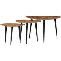 Berkfield Home Coffee Table Set 3 Pieces Solid Acacia Wood in Brown