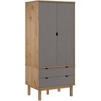 Berkfield Home Wardrobe OTTA Brown & Grey 76.5x53x172 cm Solid Wood Pine