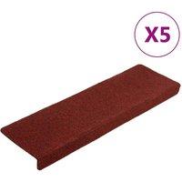 Berkfield Home Stair Mats 5 pcs Bordeaux Red 65x21x4 cm Needle Punch | Size: Medium