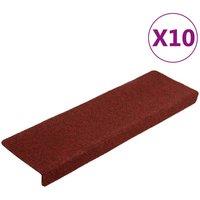 Berkfield Home Stair Mats 10 pcs Bordeaux Red 65x21x4 cm Needle Punch | Size: Medium