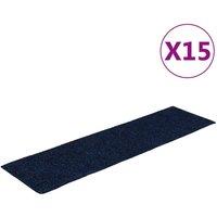 Berkfield Home Self-adhesive Stair Mats Rectangular 15 pcs 76x20 cm Blue | Size: Medium