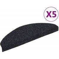 Berkfield Home Self-adhesive Stair Mats 5 pcs Black 65x21x4 cm Needle Punch | Size: Medium