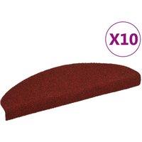 Berkfield Home Self-adhesive Stair Mats 10 pcs Red 65x21x4 cm Needle Punch | Size: Medium