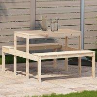 Berkfield Home Picnic Table 110x134x75 cm Solid Wood Pine in Light Brown | Size: 110 x 134 x 75 cm