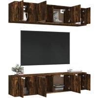 Berkfield Home Classic 6 Piece TV Cabinet Set Smoked Oak Engineered Wood in Brown