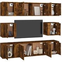 Berkfield Home Classic 8 Piece TV Cabinet Set Smoked Oak Engineered Wood in Brown