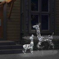 Berkfield Home White Acrylic Reindeer Family Christmas Decoration 160 LED Cold White