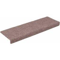 Berkfield Home Stair Mats 10 pcs Brown 65x21x4 cm Needle Punch | Size: Medium
