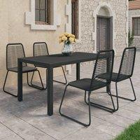 Berkfield Home 5 Piece Garden Dining Set PVC Rattan Black