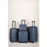 JLY 4 Pieces Premium Suitcase Set | Vanity + Cabin + Expandable Check-In in Navy | Size: 4 Pack