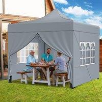 Gymax 3m x 3m Pop up Canopy Commercial Tent Adjustable Sun Shelter For Beach in Grey