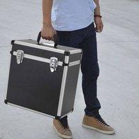 Ventryn Black heavy duty vinyl record storage box. Lockable case