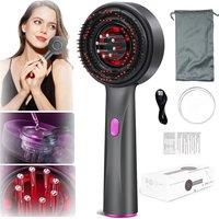 VOGREX Electric Hair Growth Brush Red Light Scalp Massage Comb Therapy in Black