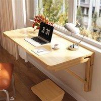 Nordara L80*W50cm Folding Wall Mounted Laptop Drop Leaf Desk (UK Stock) in Beige