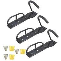 Nordara 3Pcs Steel Bike Rack Wall Mounted Bicycle Hanger Holder in Black