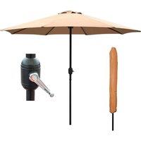 Nordara Khaki 2.7M Garden Parasol Lightweight Patio Sun Shade Umbrella