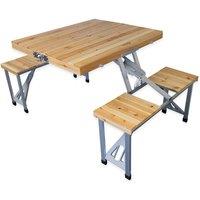 Nordara Wooden Folding Table Portable Outdoor Camping Picnic Set in Natural