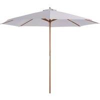 Nordara 3(m) Wooden Garden Parasol Sun Shade Outdoor Umbrella in White | Size: 2000mm x 3000mm