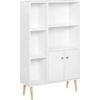 Nordara Cabinet Shelves Bookcase Storage Unit Free Standing White | Size: 120 cm x 80 cm