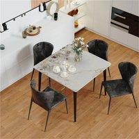Nordara White Jadeite & Black Heavy Duty Solid Marble Dining Table 32 | Size: 0.6m2