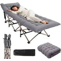 Nordara 190x68cm With Cushion Heavy Duty Folding Camping Cot with Carry Bag in Grey | Size: 190x68 cm
