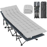 Nordara Outsunny Folding Camping Cot with Mattress Light Grey