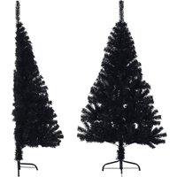 Berkfield Home Artificial Half Christmas Tree with Stand Black 150 cm PVC