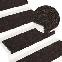 Berkfield Home Stair Mats 15 pcs Needle Punch 65x21x4 cm Dark Brown | Size: Medium