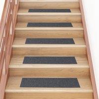Berkfield Home Self-adhesive Stair Mats Rectangular 15 pcs 76x20 cm Light Grey | Size: Medium