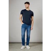 Burton Men's Mid Wash Stretch Tapered Fit Jeans in Mid Blue | Size: 38R