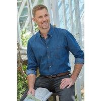 WoolOvers Men's Chambray Shirt in Navy | Size: 2XL