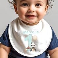 Aye Do Gifts Men's Personalised Blue First Birthday Baby Outfit: Bib in White
