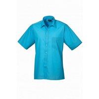 Premier Men's Short Sleeve Poplin Shirt in Turquoise | Size: 22 inches