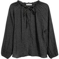 MixRay Women's Crew Neck Tie Detail Blouse in Black | Size: Small