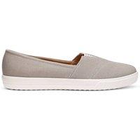 Hotter Women's Wide Fit 'Laurel' Canvas Slip-Ons in Light Grey | Size: 5.5